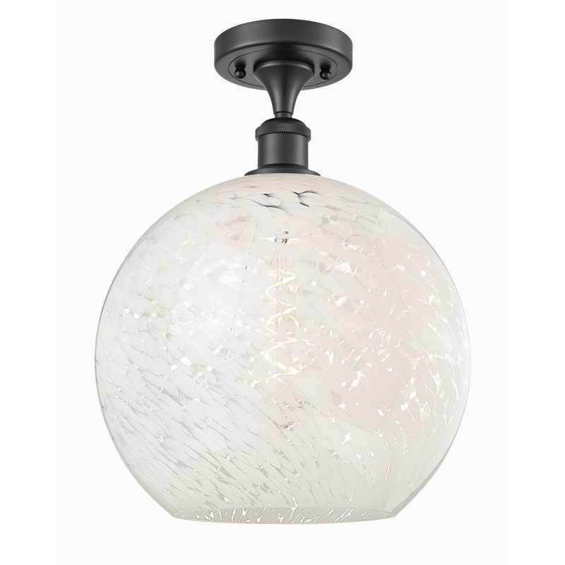 Plafonnier semi-encastré 1 lumière Ballston - Adreann, Noir mat, H 14,75 po x l 12 po x P 12 po