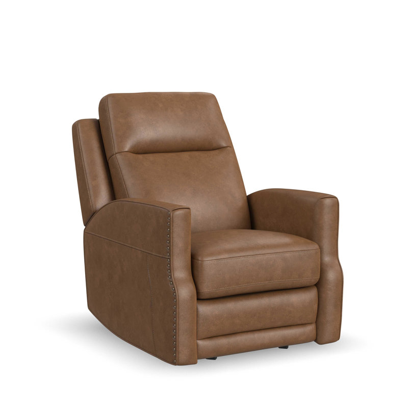 Fauteuil inclinable électrique en cuir véritable 33 po Henri, Brun