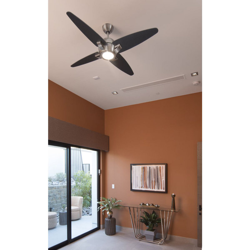 Soar 54'' Ceiling Fan with LED Lights, Brushed Nickel with Black Blades