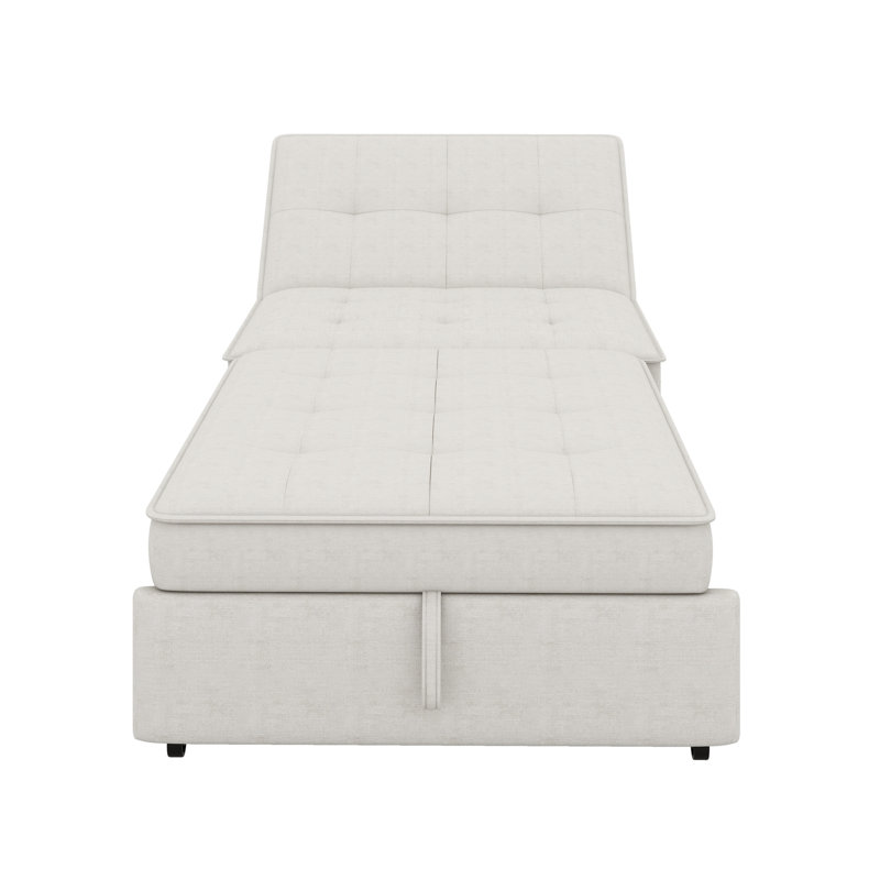 Multi-Function Folding Chair Bed With Storage Pocket And USB Port, White