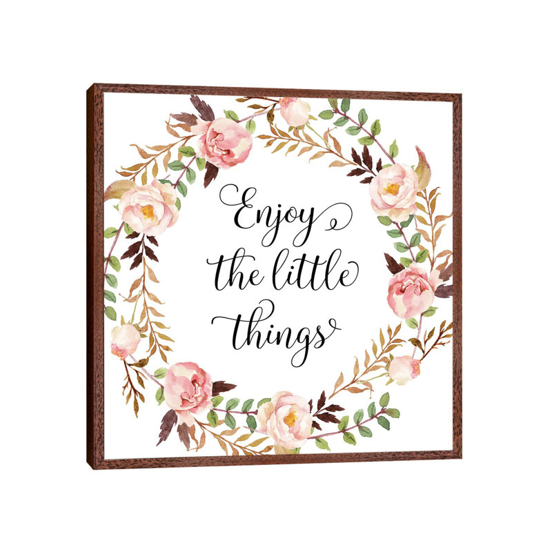 Enjoy The Little Things - Print on Canvas, 93.98cm H x 93.98cm W x 3.81cm D, Classic Brown Wood Framed