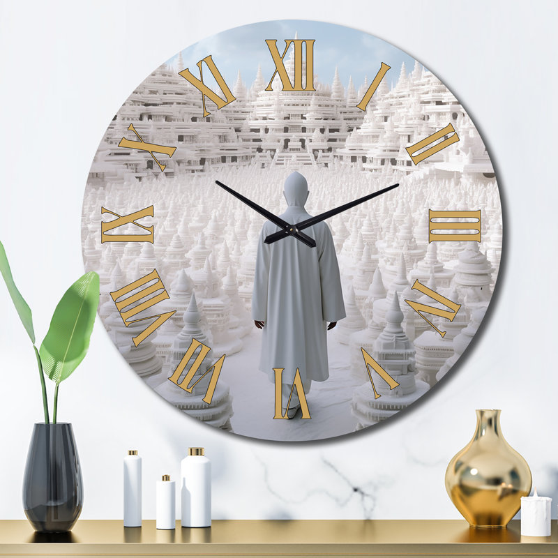 Horloge murale Bouddha blanc, Grand
