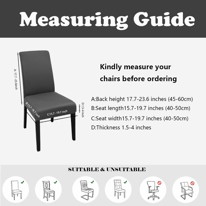 Ensemble de 6 housses de chaise de salle à manger, Tissu gris