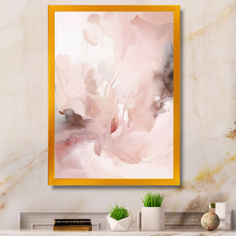Pink Delicate Abstract Marble III - Abstract Wall Decor, Gold Picture Framed, 40" H x 30" W x 1.5" D