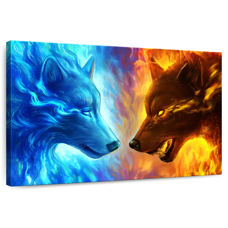 Brampt Fire And Ice Wolves, 32" H x 48" W