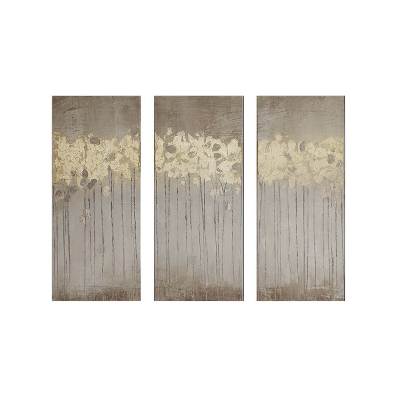 Ensemble de 3 toiles dorées, Taupe, H 35,05 po x l 45,05 po