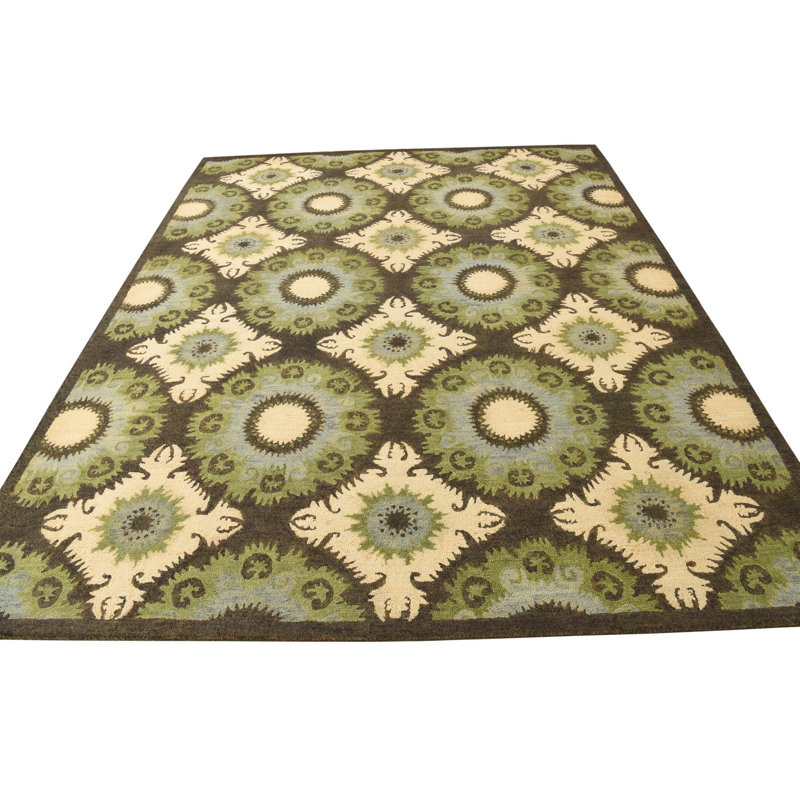Tapis noir et vert Parris