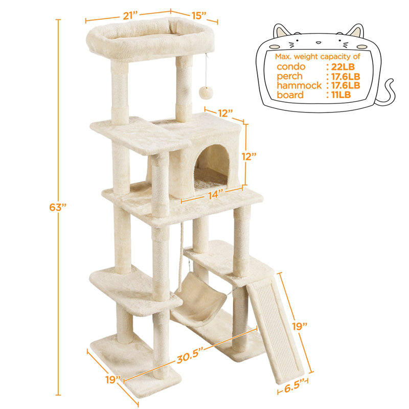 Manorbier 63'' H Cat Tree, Beige