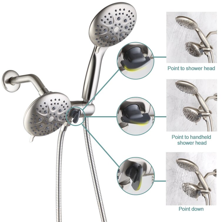 Pop Sanitaryware 6202-6-B Shower Faucet Set with Valve Bathroom High Pressure 35 Setting Dual 2 in 1 Shower System Finish: Matte Black