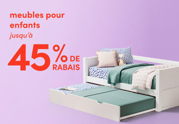 Kids bedroom furniture up to 55% off.