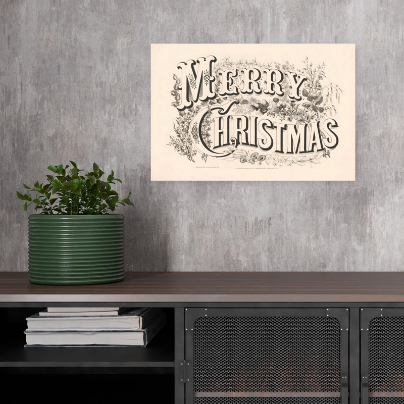 Reproduction d'art mural rétro rétro «Merry Christmas Classic Elegant Nature Winter», 12" H x 18" W
