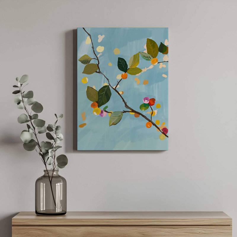 «Cherry Fruit Branch I» par ThingDesign, L 24 po x H 32 po, Wrapped Canvas, Does Not Apply