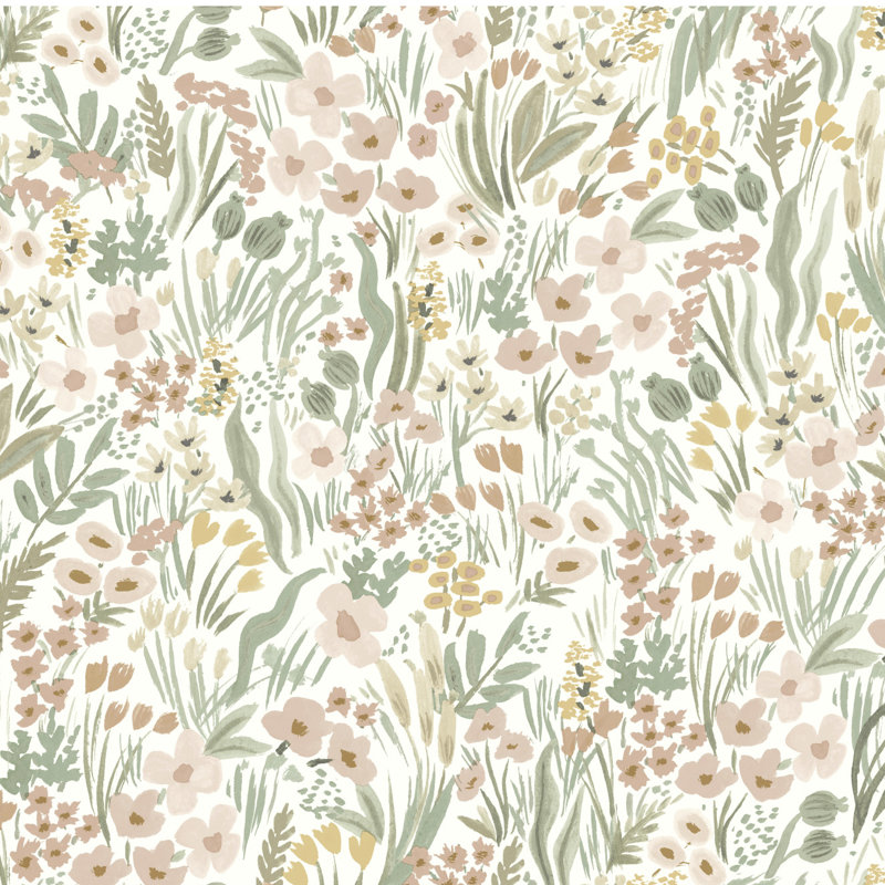 Lea Peel & Stick Wallpaper, Light Pink/White/Gray