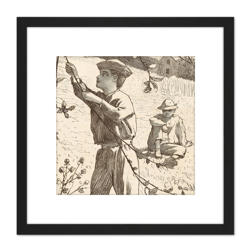 Green Apples Picking Boys 1868 Drawing by Winslow Homer - Single Picture Frame Print