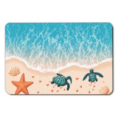 Turtle Beach Shell Scene Bath Mat For Bathroom, 16W X 24L