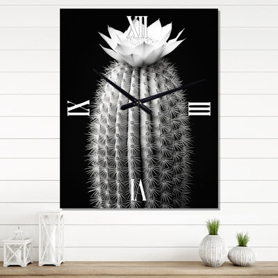 Horloge murale surdimensionnée grise à motif de cactus gris I