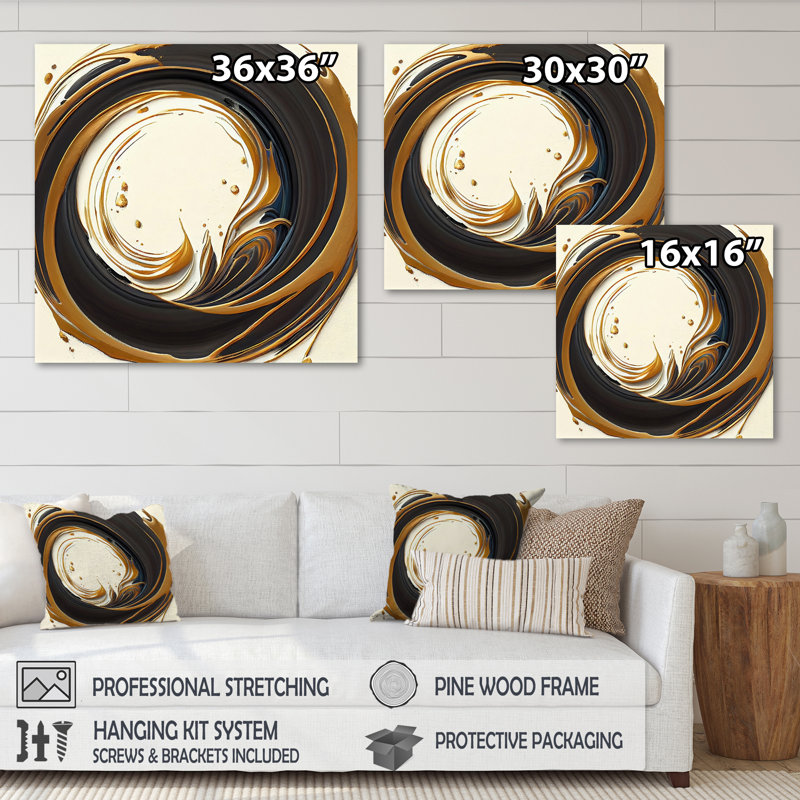 Gold Glamour Circle 1 I - Impression sur toile, H 24 po x l 24 po x P 1 po, Toile tendue