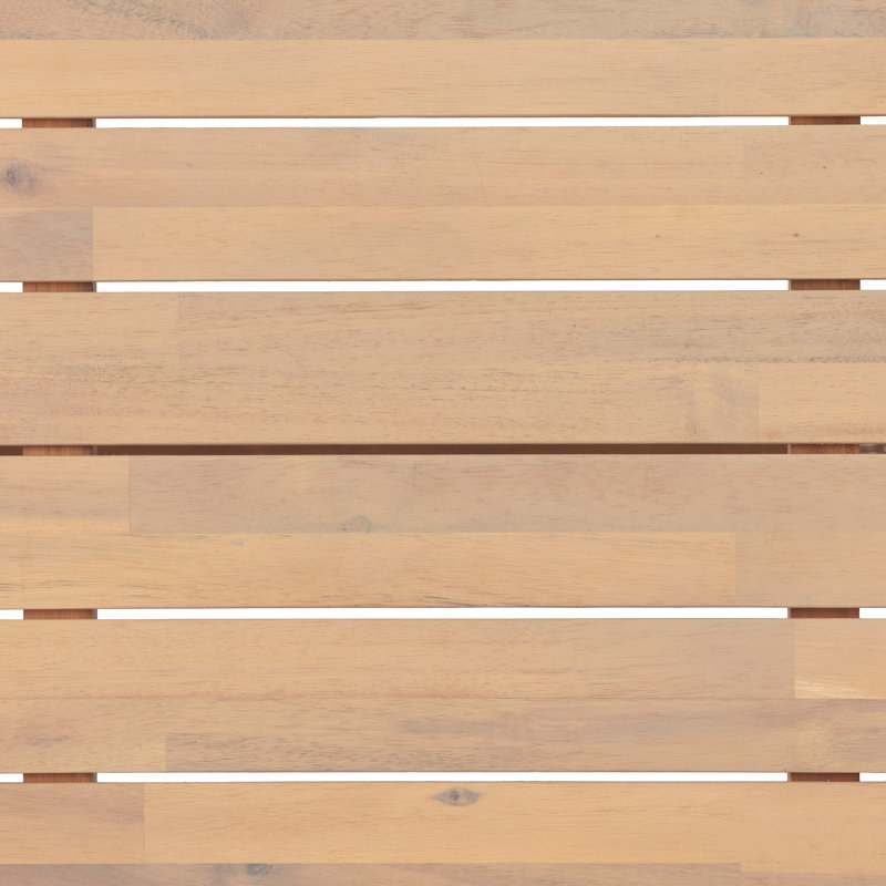 Table basse d'extérieur moderne en bois d'acacia avec plateau à lattes et base robuste