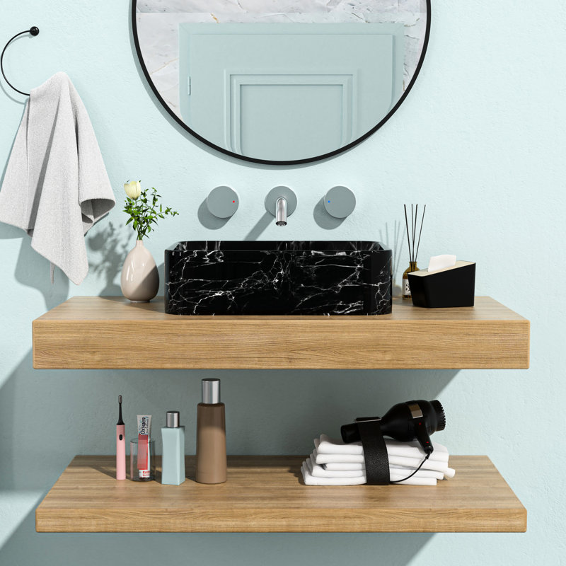 Lavabo de salle de bain en céramique de qualité 19 po x 15 po - moderne et élégant avec vasque blanche à finition à faible absorption d'eau pour un design contemporain Excellent taux de résistance aux taches