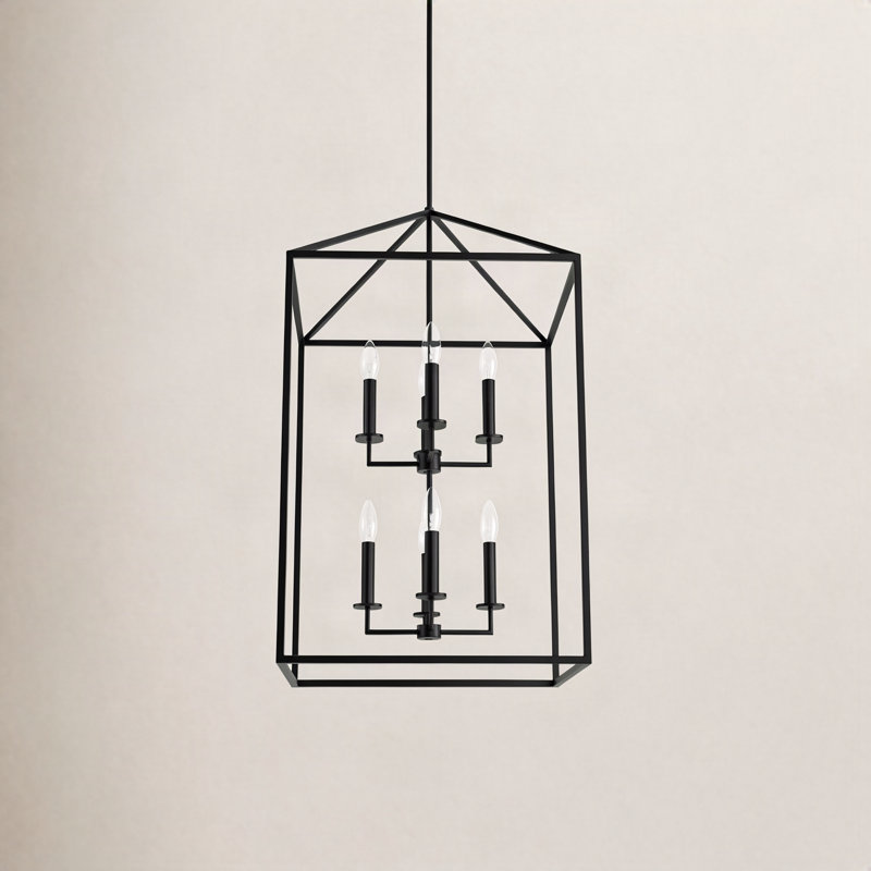 Ellis 8-Light Chandelier, Non, Nuit noire, H 38 po x l 22 po x P 22 po