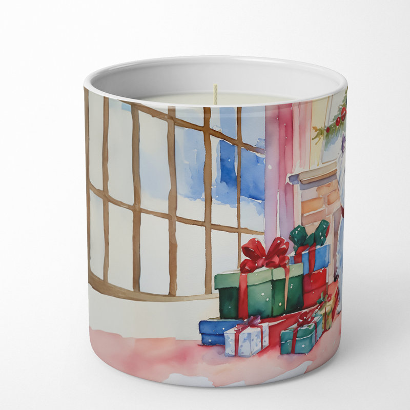 Bougie de Noël parfumée avec support en céramique