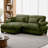 Oversize Modern L-Shape Sectional Sofa Two-Seater with Ottoman, Velvet Upholstery with Round Bolster Armrests, Includes Waist Pillow & Throw Pillows-1281197106