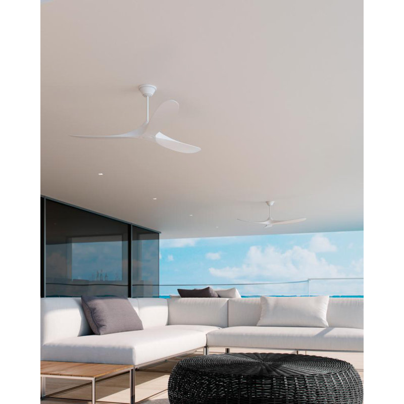Outdoor Downrod Ceiling Fan, Matte White, 52"