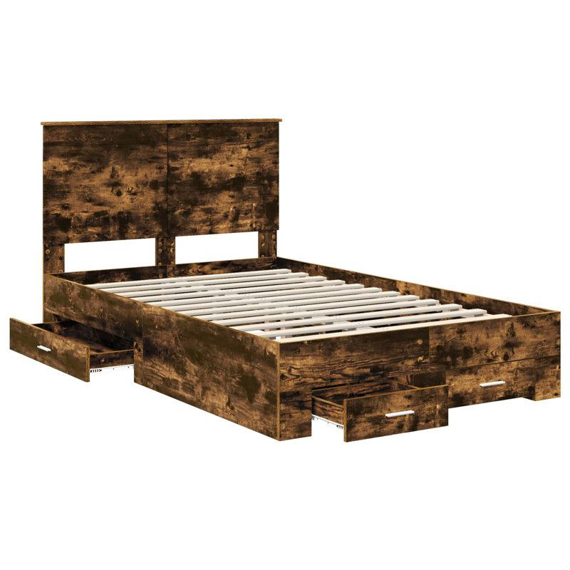 Bed, Smoked Oak, Small Double (4')