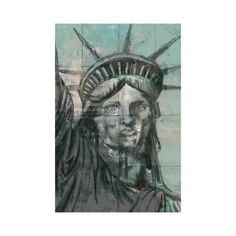 Statue Of Liberty Charcoal by Marie Elaine Cusson - Wrapped Canvas Painting, 20.32 cm H x 30.48 cm W