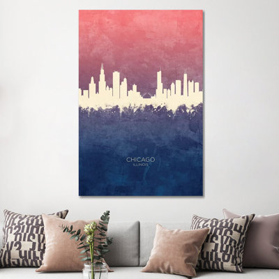 Chicago Illinois Skyline Blue Rose by Michael Tompsett - Wrapped Canvas Print