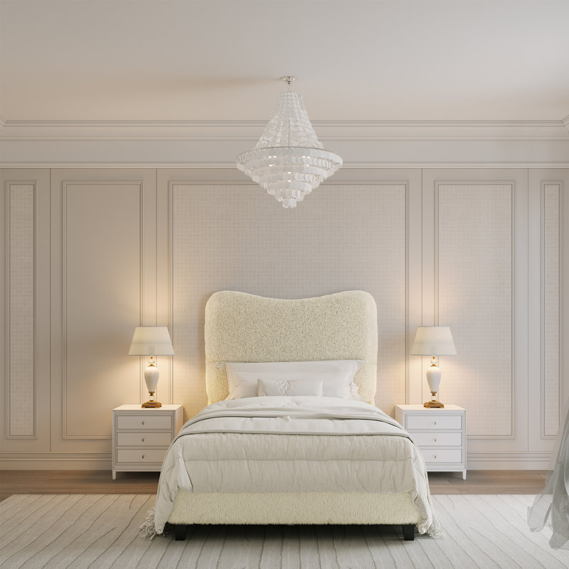 Lit tapissier moelleux et moelleux Cloud-Feel, Lit simple, Crème, crème