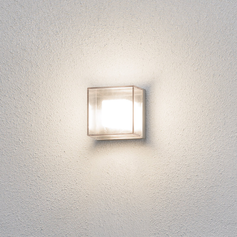 Gus Silver Integrated LED Outdoor Sconce, 14 cm H x 14 cm W x 11 cm D