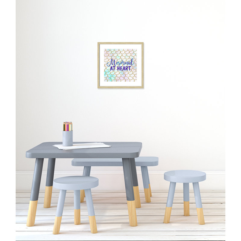 Sirène au coeur, Cadre boîte champagne, H 17 po x l 17 po x P 1,19 po