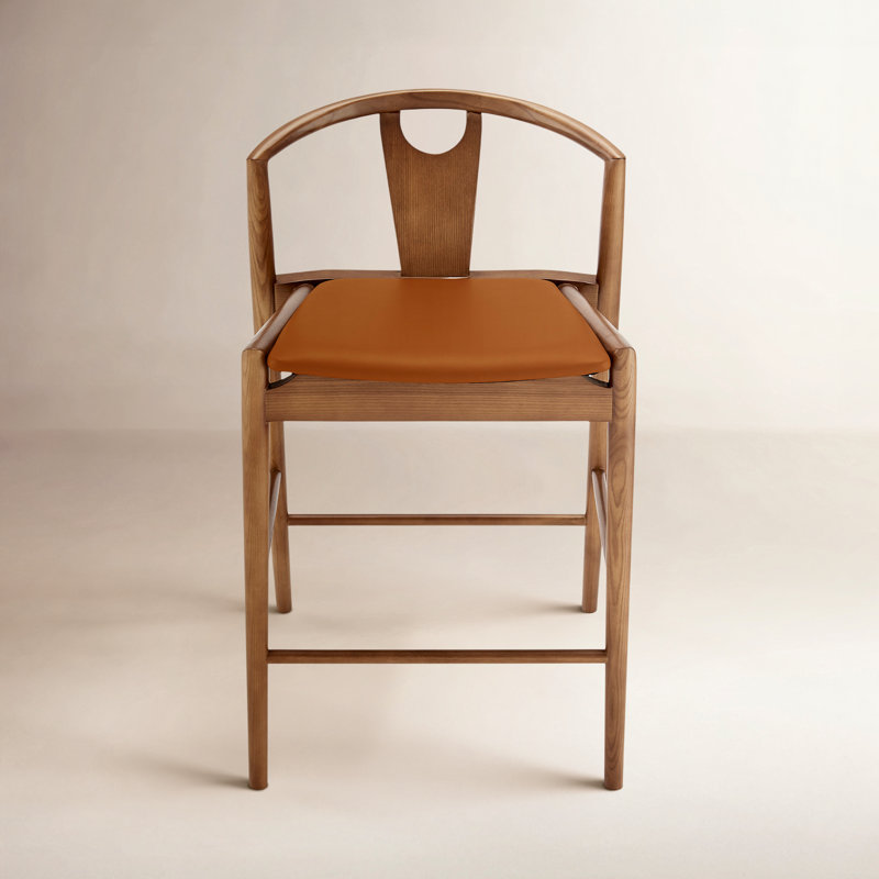 Ambra Vegan Leather Counter Stool, Dark Tan/Brown