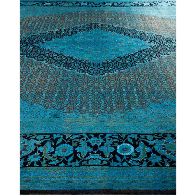 Xiadani One-of-a-Kind 10' X 15' New Age Wool Area Rug Blue