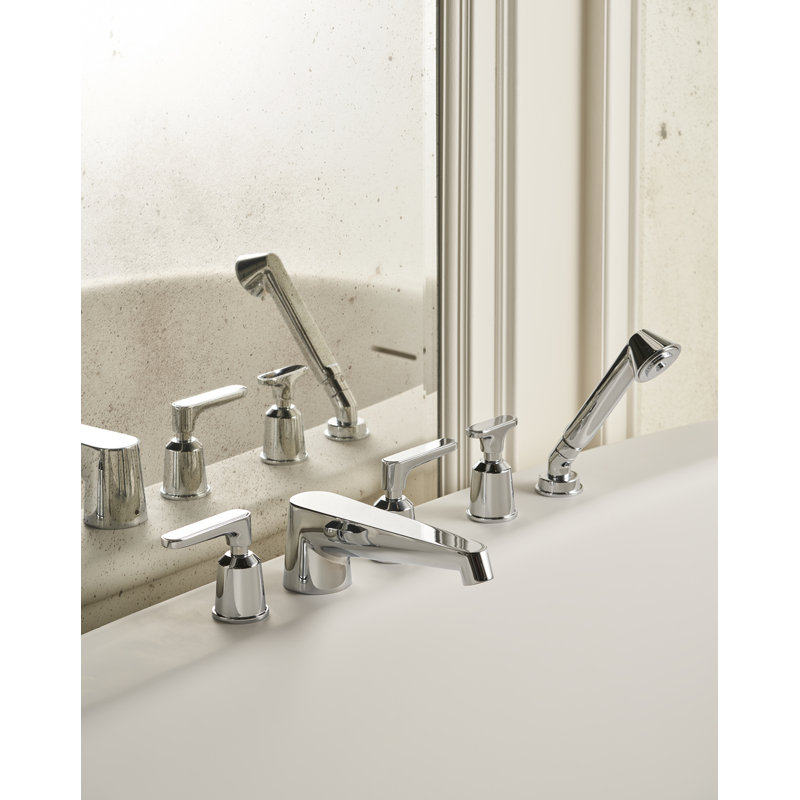 Twenties 5-hole Bathtub Mixer with Diverter and Hand Shower, Chrome