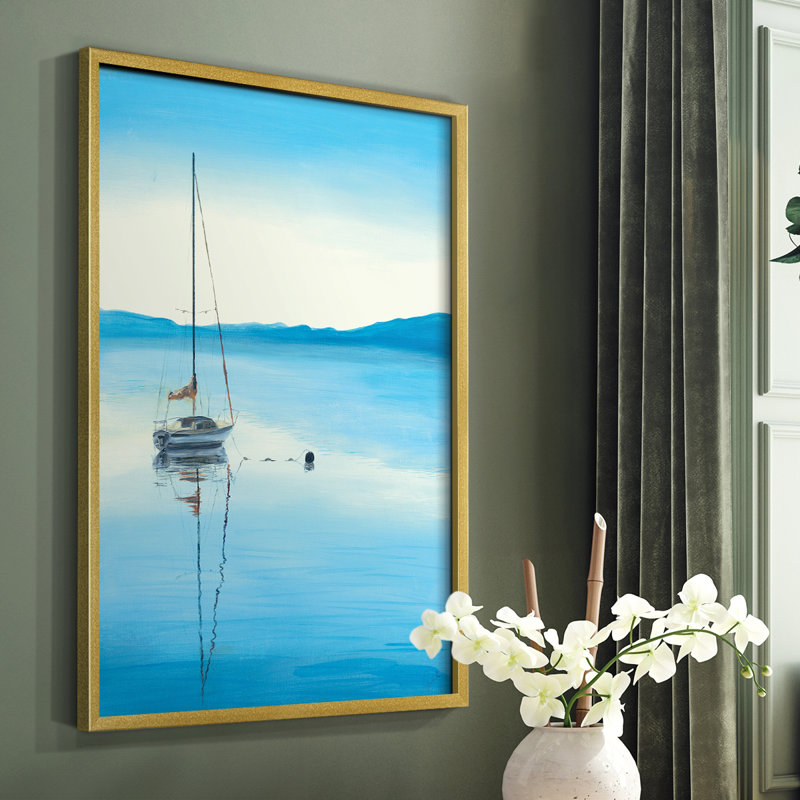 «Misty Blue Sunrise», reproduction encadrée - bois massif, H 10 po x l 8 po