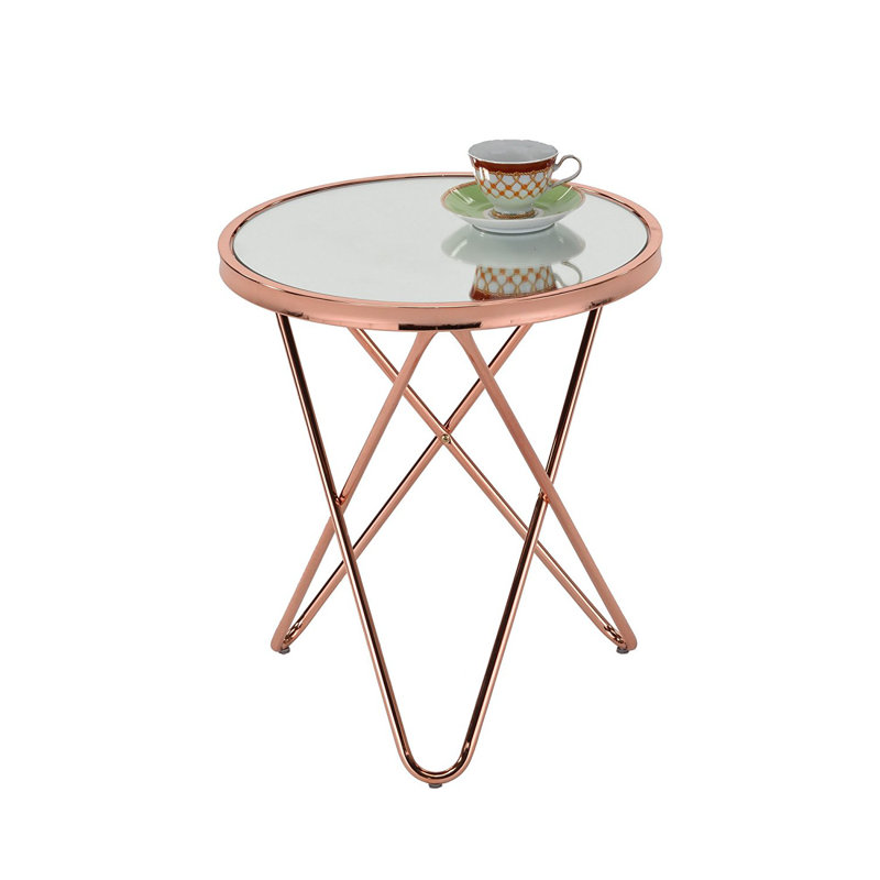 Harvell Glass Top End Table, Mirrored