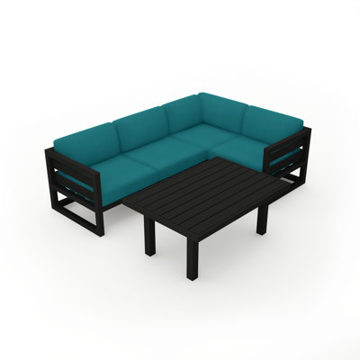 Avion Classic 5 Piece Sectional Set - Black - Cast Lagoon