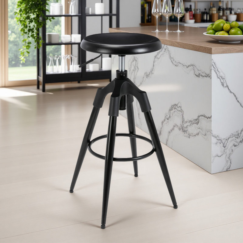 Tabouret pivotant à hauteur réglable Miliani, Noir