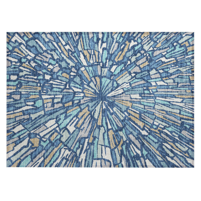 Machine Washable Indoor/Outdoor Chantille ACN2514 Modern Rug, Rectangle 1'8" x 2'6", Navy