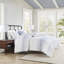 Housse de couette en coton double / grand - 5 pièces de style moderne avec fermeture à boutons et couvre-oreillers décoratifs à motif de rayures colorées et tissées
