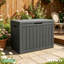 Coffre de terrasse en résine résistant à l'eau 50 gallons, coffre de rangement en résine résistant aux intempéries, grande capacité verrouillable, banc de rangement extérieur polyvalent-128566223-128566226