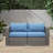 59" Width 2-Piece Wicker Patio Loveseat Set, Outdoor Sectional Sofa With Blue Cushions