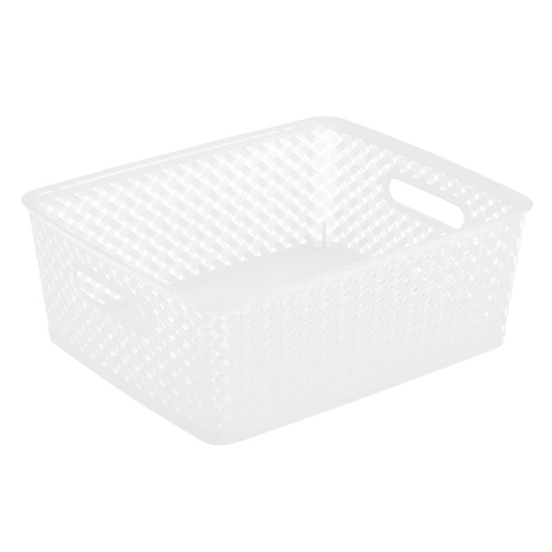 Bath Bliss Plastic Decorative Basket, 5.12" H x 11.42" W x 13.78" D, White