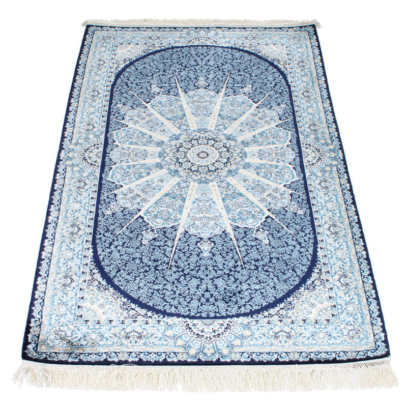 Tapis turc bleu marine et ivoire 3x5