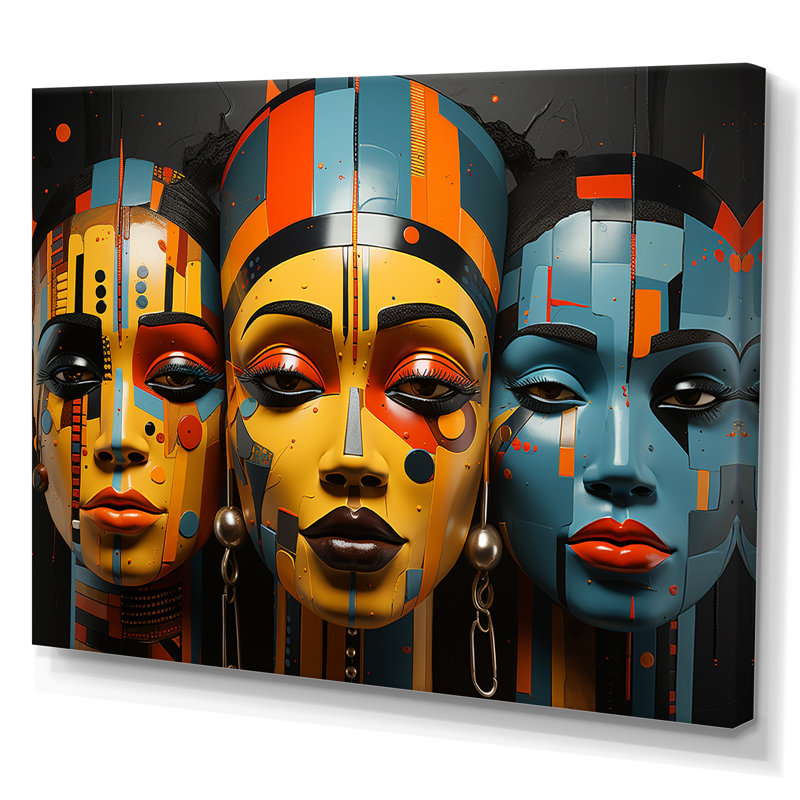 Minimalisme, tribus d'Afrique, femmes III, H 24 po x l 32 po x P 1 po, Toile tendue