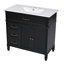 Meuble-lavabo traditionnel 36 po avec lavabo en céramique lisse et fabrication en bois massif Umberly-123817885