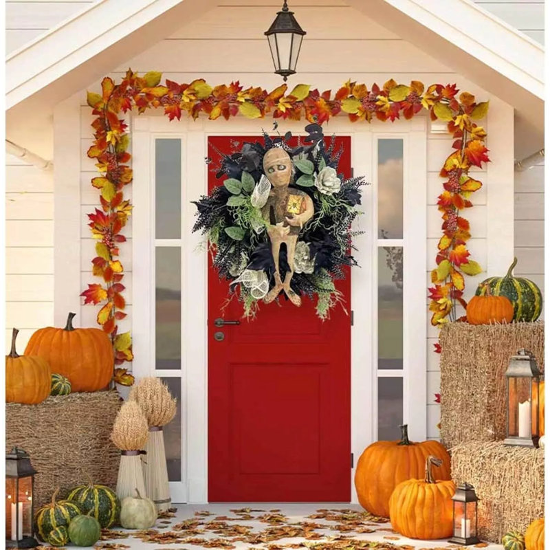 Décoration de porte d'Halloween 20 po pour porte d'entrée d'Halloween réaliste