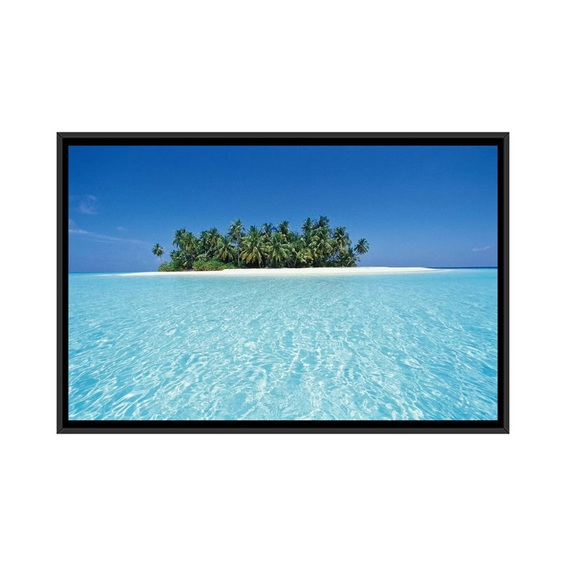 « unhabited tropical island ari atoll république of maldives », reproduction de photo sur toile, H 18 po x l 26 po x P 1,5 po
